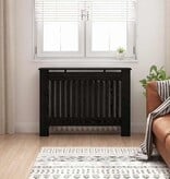 VidaXL Radiatorafdekking Zwart Eiken 112 x 19 x 81,5 cm Bewerkt hout