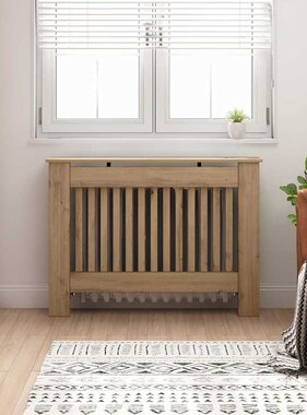 VidaXL Radiatorafdekking Artisan Eiken 112 x 19 x 81,5 cm Bewerkt hout