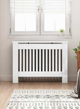 VidaXL Radiatorafdekking Hoogglans wit 112 x 19 x 81,5 cm Bewerkt hout