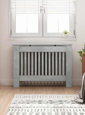 VidaXL Radiatorafdekking Beton Grijs 112 x 19 x 81,5 cm Bewerkt hout