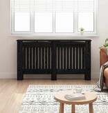 VidaXL Radiatorafdekking Zwart Eiken 152 x 19 x 81,5 cm Bewerkt hout