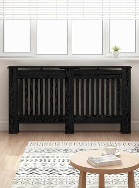 VidaXL Radiatorafdekking Zwart Eiken 152 x 19 x 81,5 cm Bewerkt hout