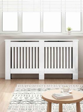 VidaXL Radiatorafdekking Hoogglans wit 152 x 19 x 81,5 cm Bewerkt hout
