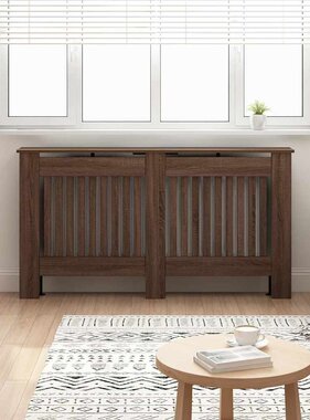 VidaXL Radiatorafdekking Bruin Eiken 152 x 19 x 81,5 cm Bewerkt hout