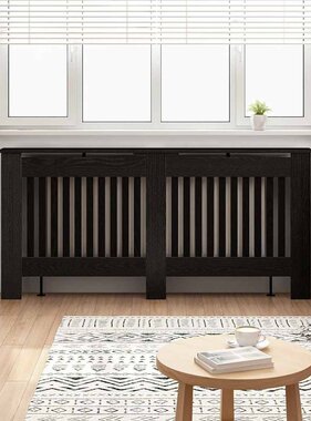 VidaXL Radiatorafdekking Zwart Eiken 172 x 19 x 81,5 cm Bewerkt hout