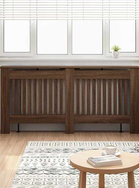 VidaXL Radiatorafdekking bruin eikenkleur 172x19x81,5cm Bewerkt hout