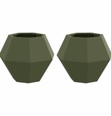 VidaXL Plantenbak 2 pcs Olijf Groen 50 x 50 x 40 cm Staal