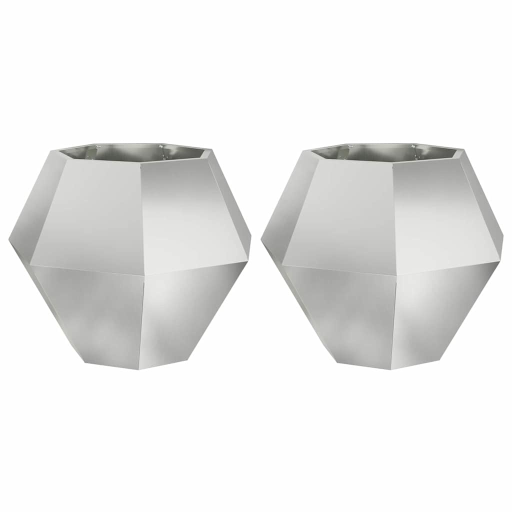 VidaXL Plantenbak 2 pcs Zilver 75 x 75 x 60 cm Gegalvaniseerd staal
