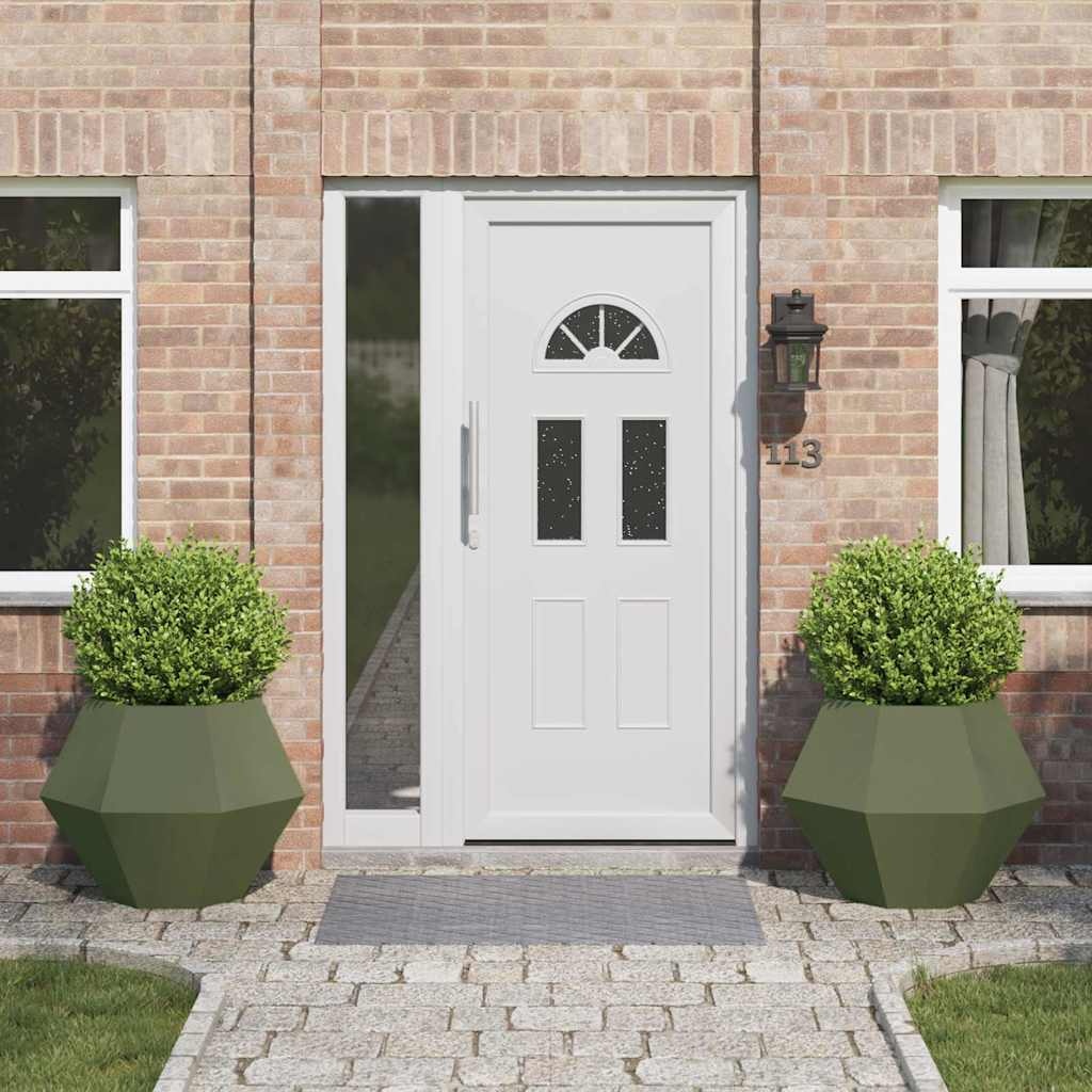 VidaXL Plantenbak 2 pcs Olijf Groen 75 x 75 x 60 cm Staal