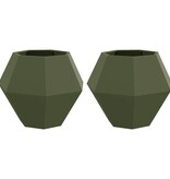 VidaXL Plantenbak 2 pcs Olijf Groen 75 x 75 x 60 cm Staal