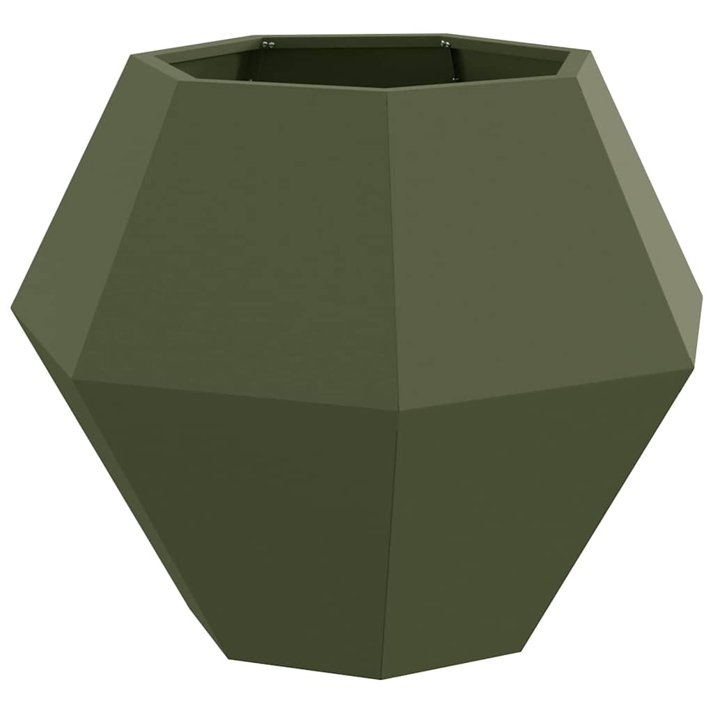 VidaXL Plantenbak Olijf Groen 75 x 75 x 60 cm Staal