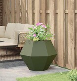 VidaXL Plantenbak Olijf Groen 75 x 75 x 60 cm Staal