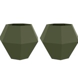 VidaXL Plantenbak 2 pcs Olijf Groen 100 x 100 x 80 cm Staal