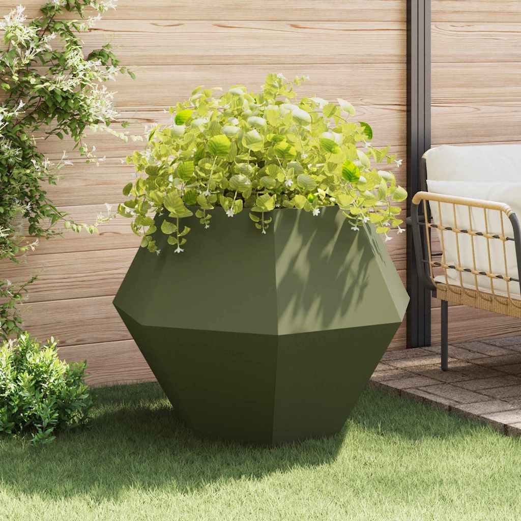VidaXL Plantenbak 2 pcs Olijf Groen 100 x 100 x 80 cm Staal