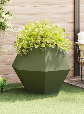 VidaXL Plantenbak Olijf Groen 100 x 100 x 80 cm Staal