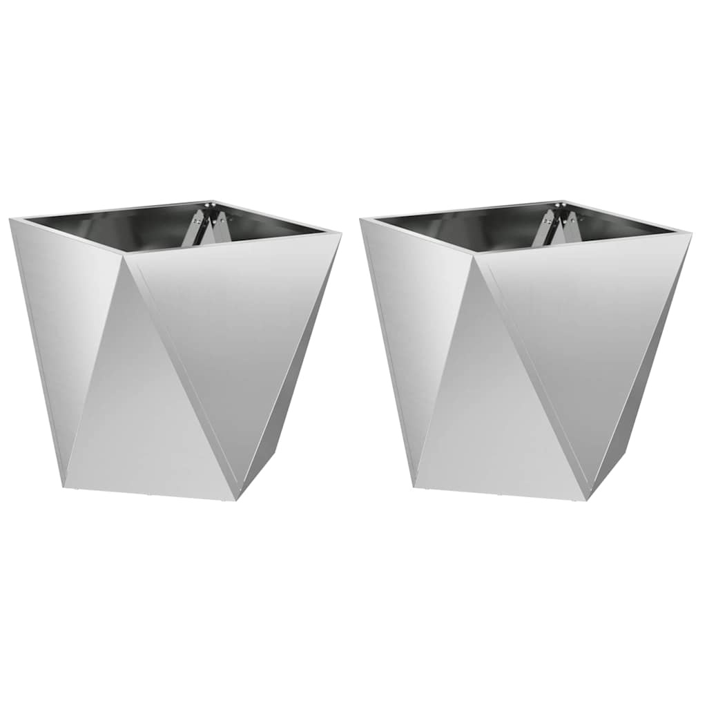 VidaXL Plantenbak 2 pcs Zilver 50 x 50 x 50 cm Gegalvaniseerd staal