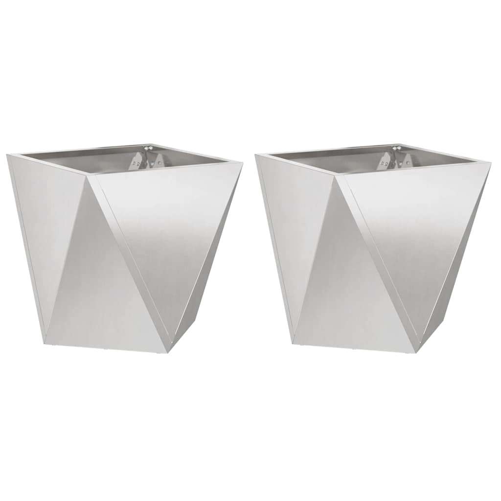 VidaXL Plantenbak 2 pcs Zilver 50 x 50 x 50 cm Roestvrij staal