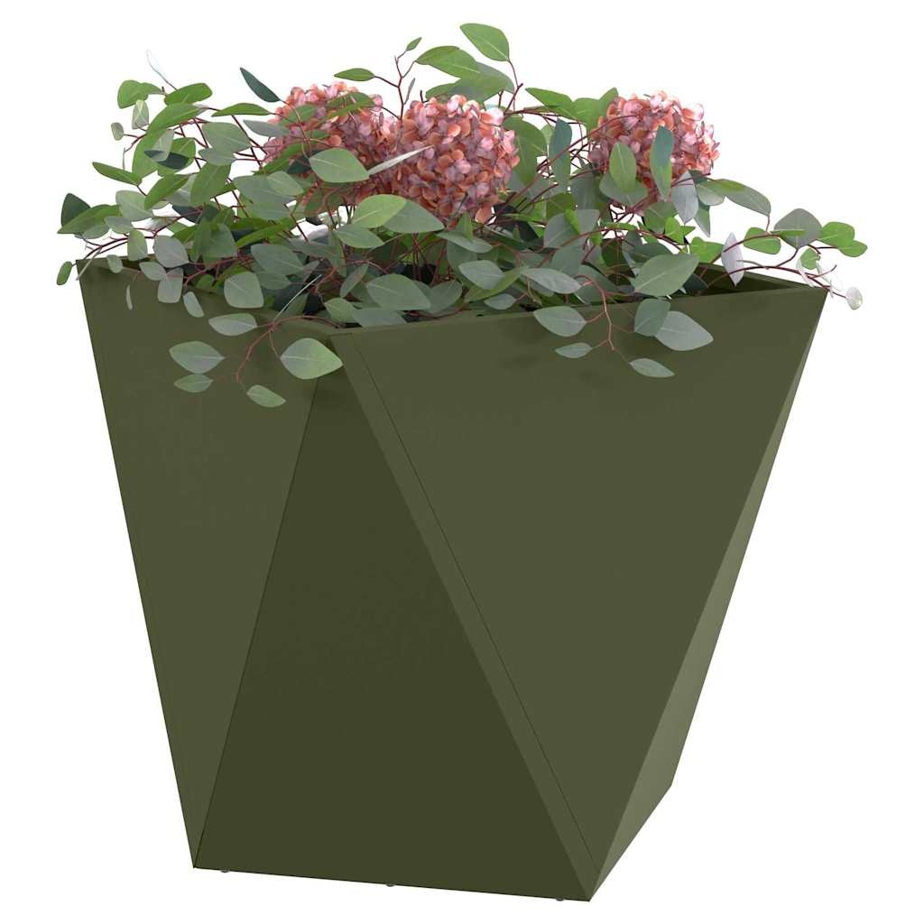 VidaXL Plantenbak 2 pcs Olijf Groen 50 x 50 x 50 cm Staal