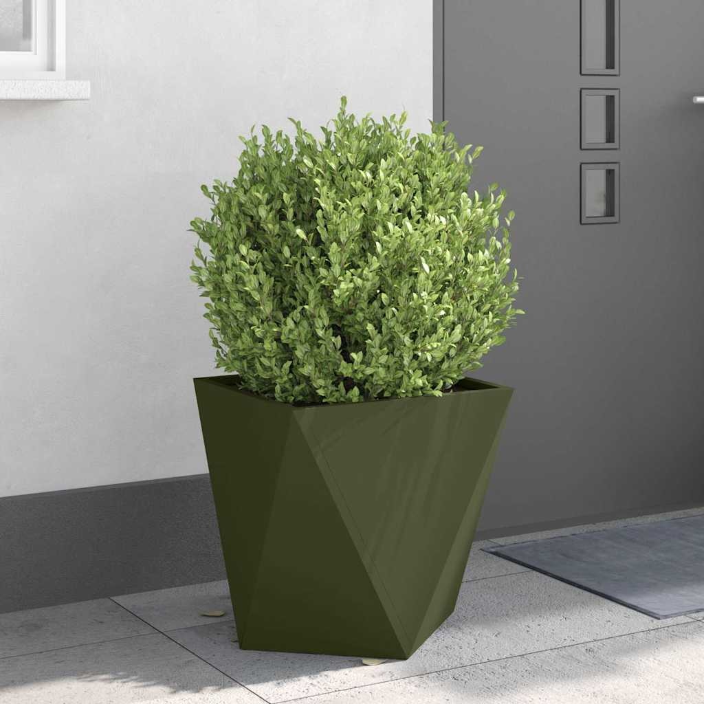 VidaXL Plantenbak 2 pcs Olijf Groen 50 x 50 x 50 cm Staal