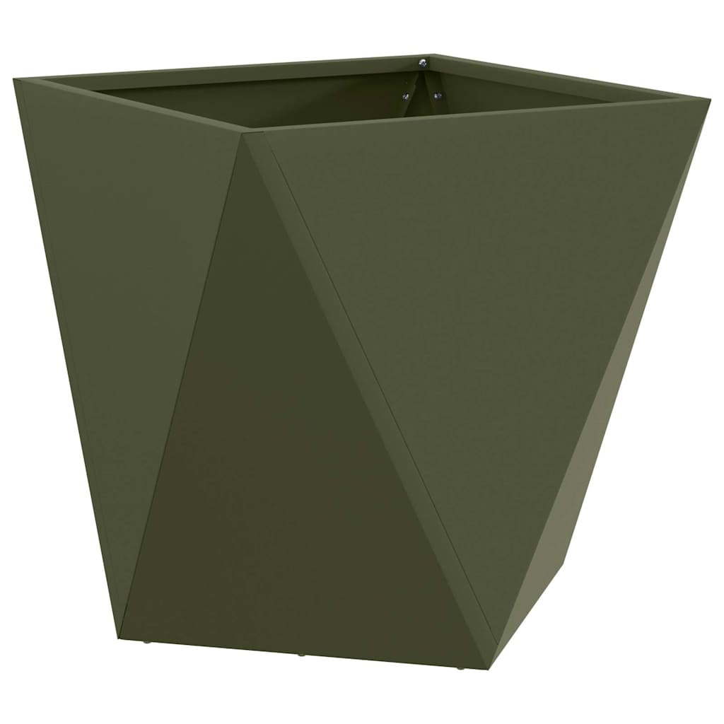VidaXL Plantenbak 2 pcs Olijf Groen 50 x 50 x 50 cm Staal