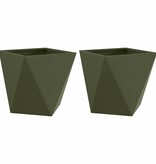 VidaXL Plantenbak 2 pcs Olijf Groen 40 x 40 x 40 cm Staal