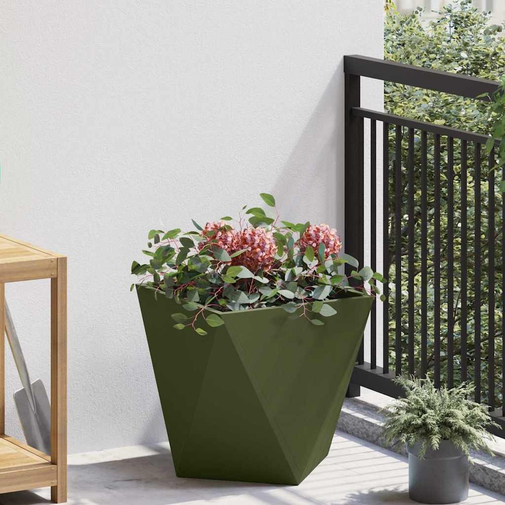 VidaXL Plantenbak Olijf Groen 40 x 40 x 40 cm Staal