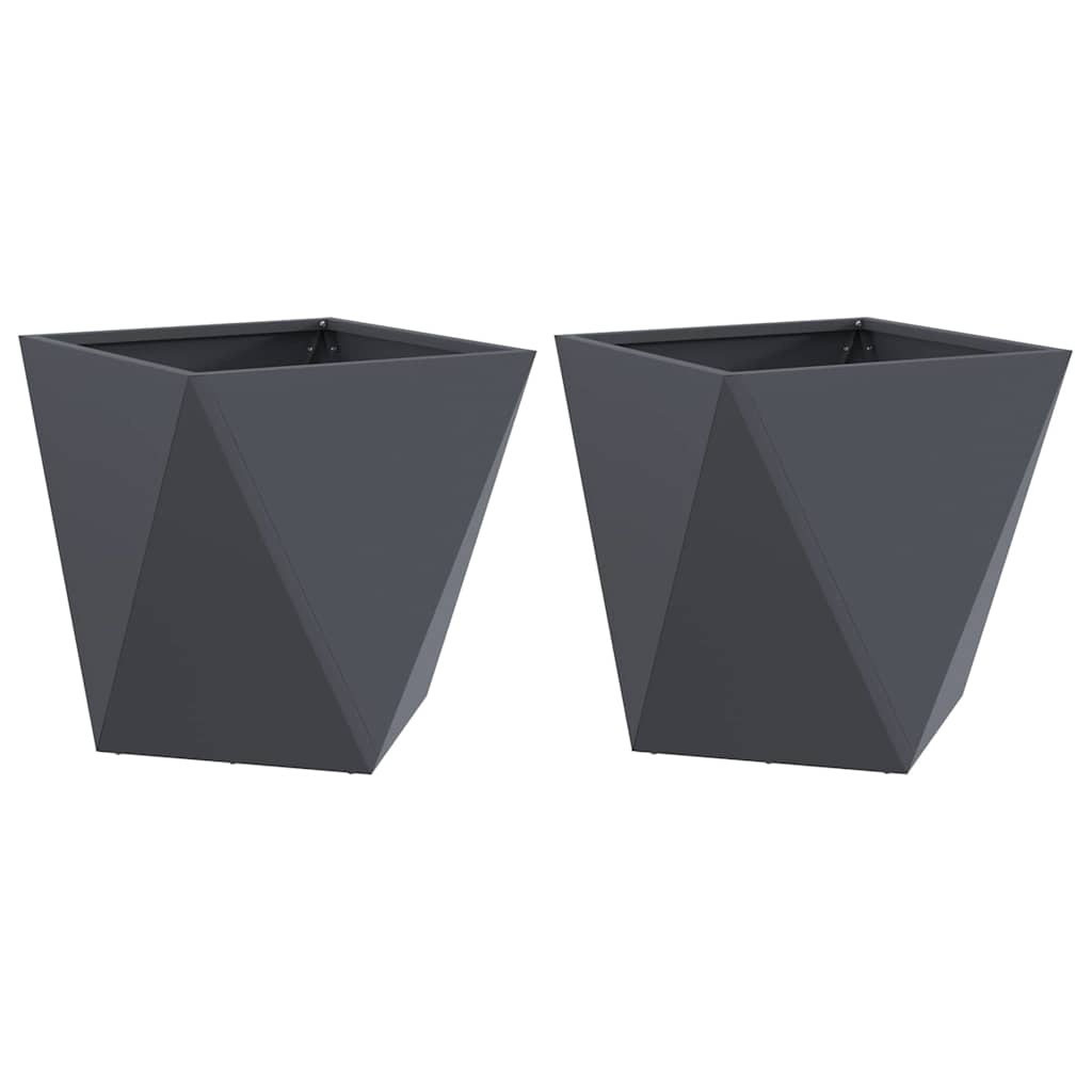 VidaXL Plantenbak 2 pcs Antraciet 40 x 40 x 40 cm Staal