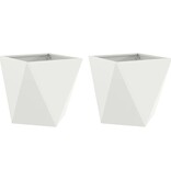 VidaXL Plantenbak 2 pcs Wit 40 x 40 x 40 cm Staal