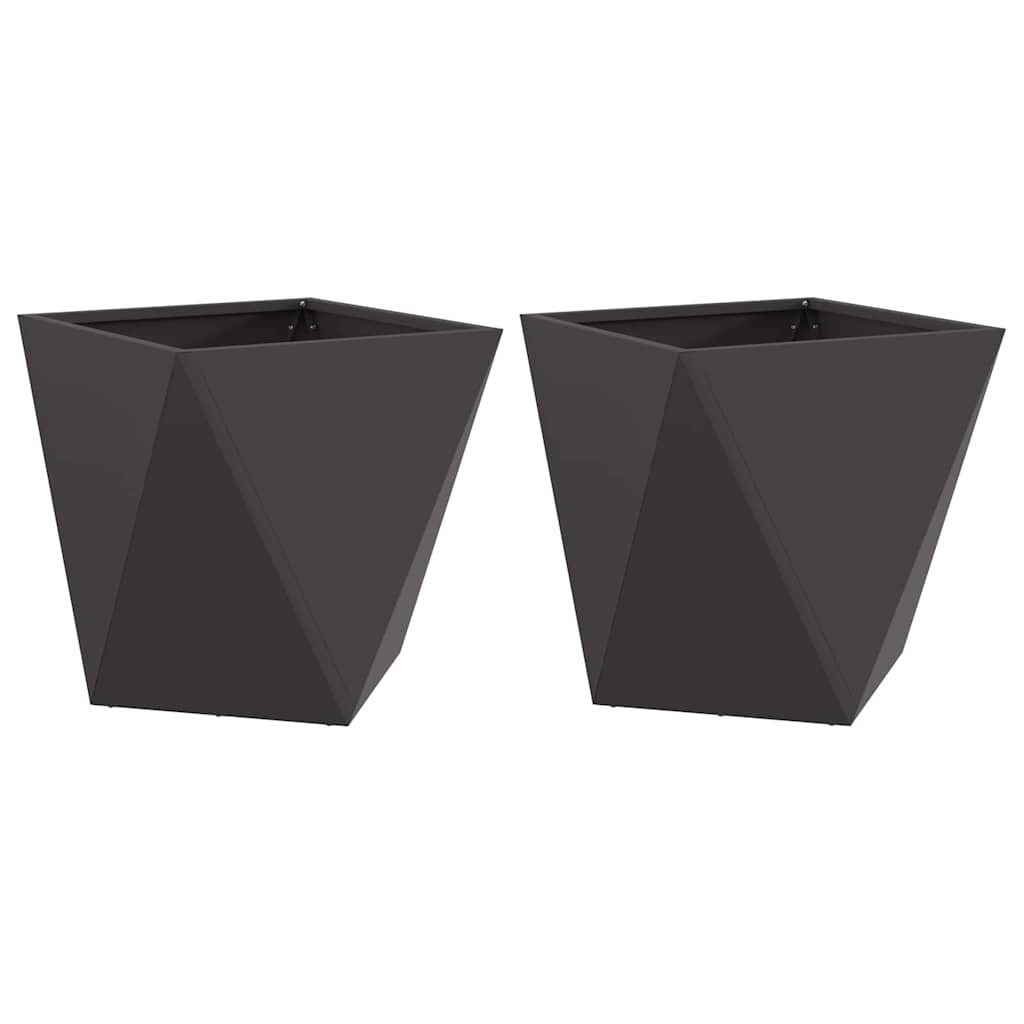 VidaXL Plantenbak 2 pcs Zwart 40 x 40 x 40 cm Staal
