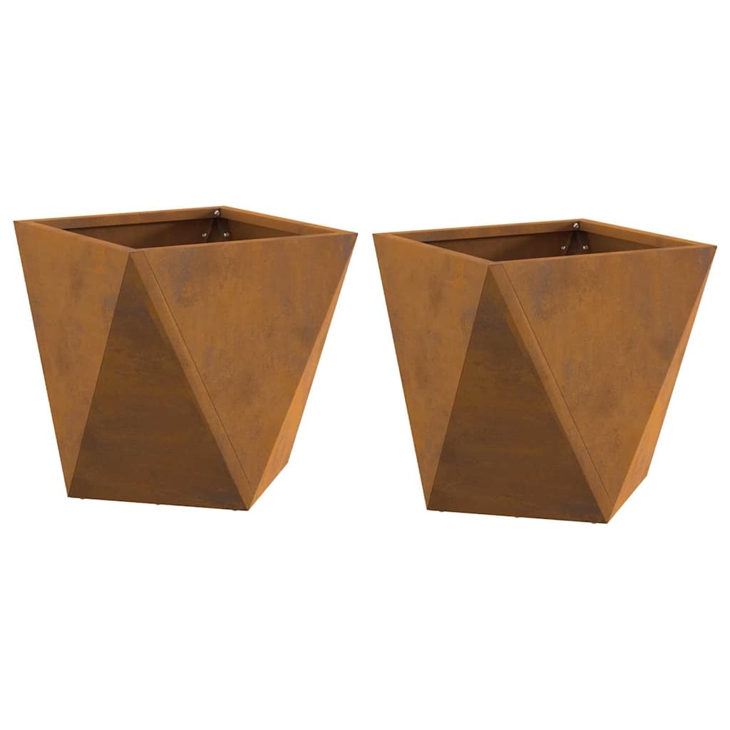 VidaXL Plantenbak 2 pcs Roestig 30 x 30 x 30 cm Cortenstaal