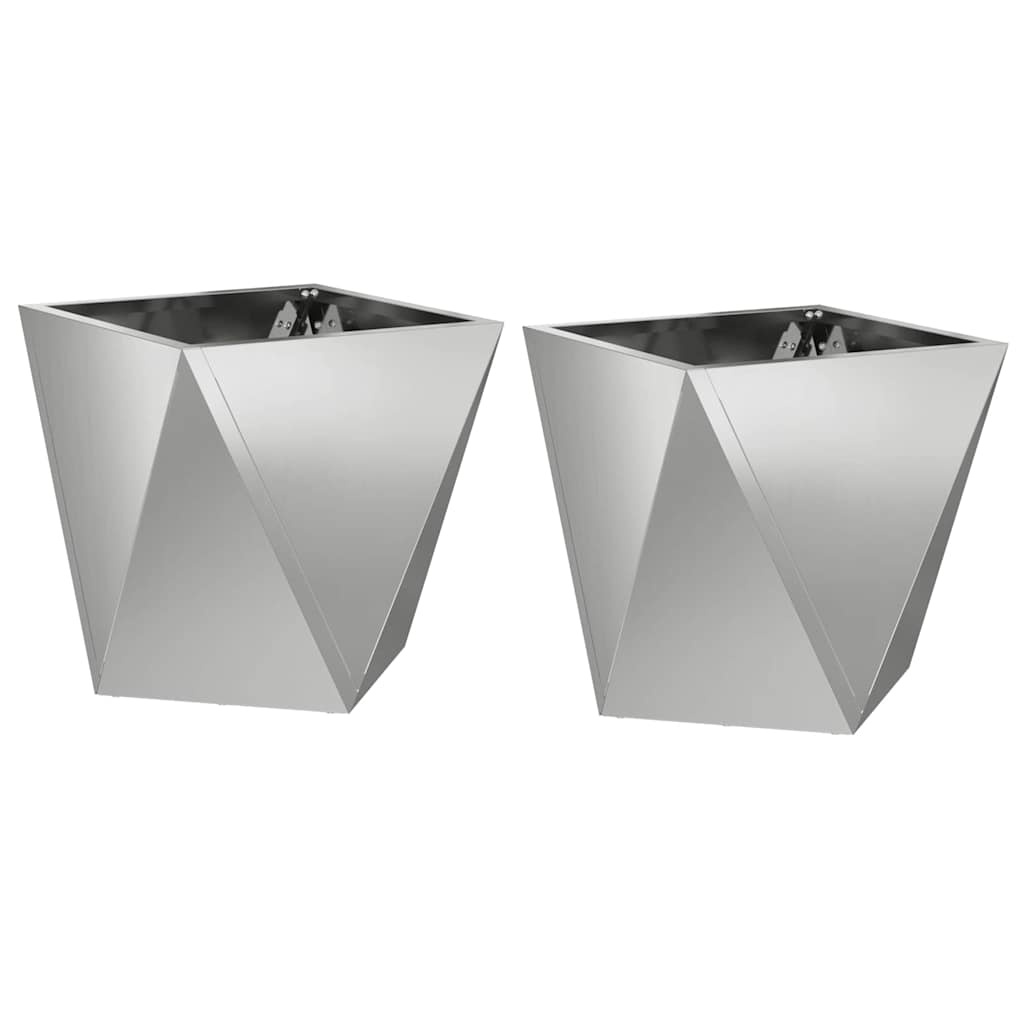 VidaXL Plantenbak 2 pcs Zilver 30 x 30 x 30 cm Gegalvaniseerd staal
