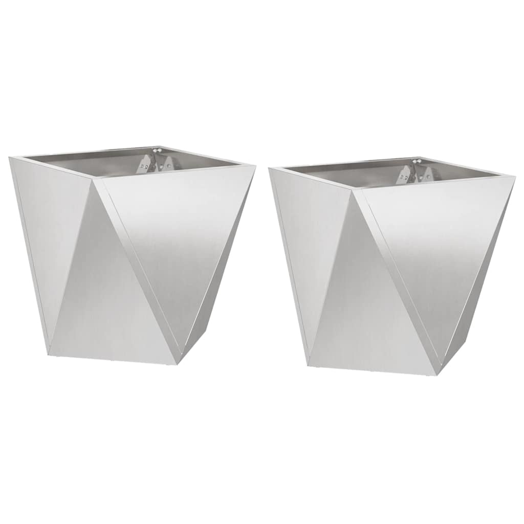 VidaXL Plantenbak 2 pcs Zilver 30 x 30 x 30 cm Roestvrij staal