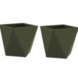 VidaXL Plantenbak 2 pcs Olijf Groen 30 x 30 x 30 cm Staal