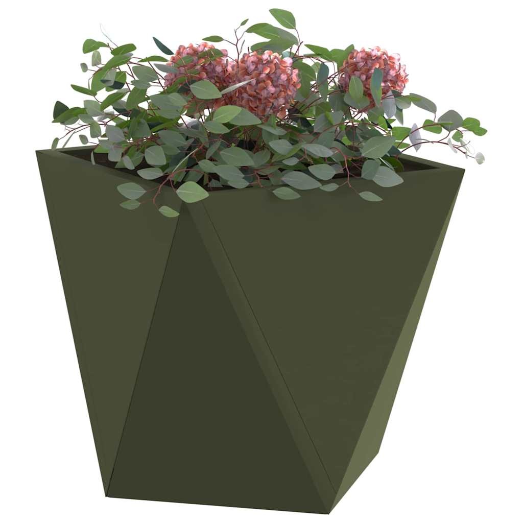 VidaXL Plantenbak 2 pcs Olijf Groen 30 x 30 x 30 cm Staal