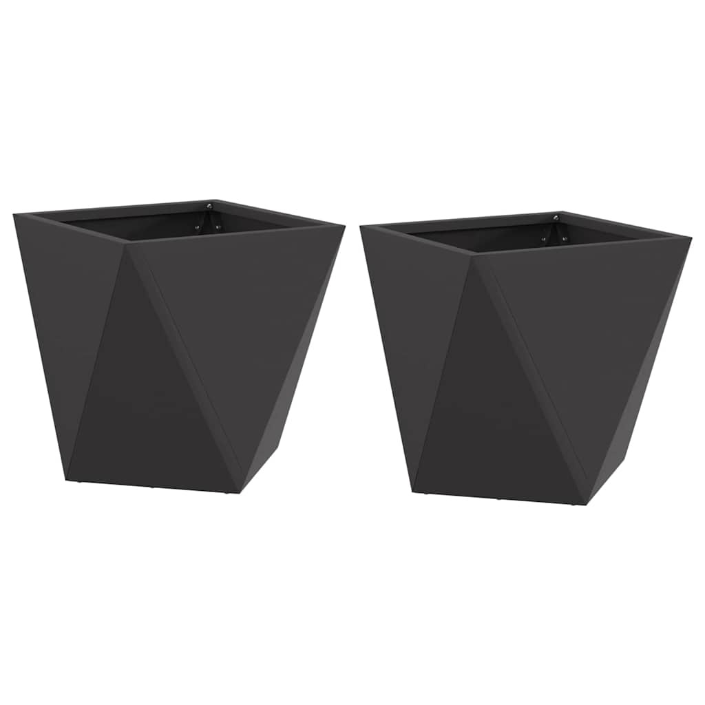 VidaXL Plantenbak 2 pcs Zwart 30 x 30 x 30 cm Staal