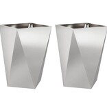 VidaXL Plantenbak 2 pcs Zilver 50 x 50 x 75 cm Roestvrij staal