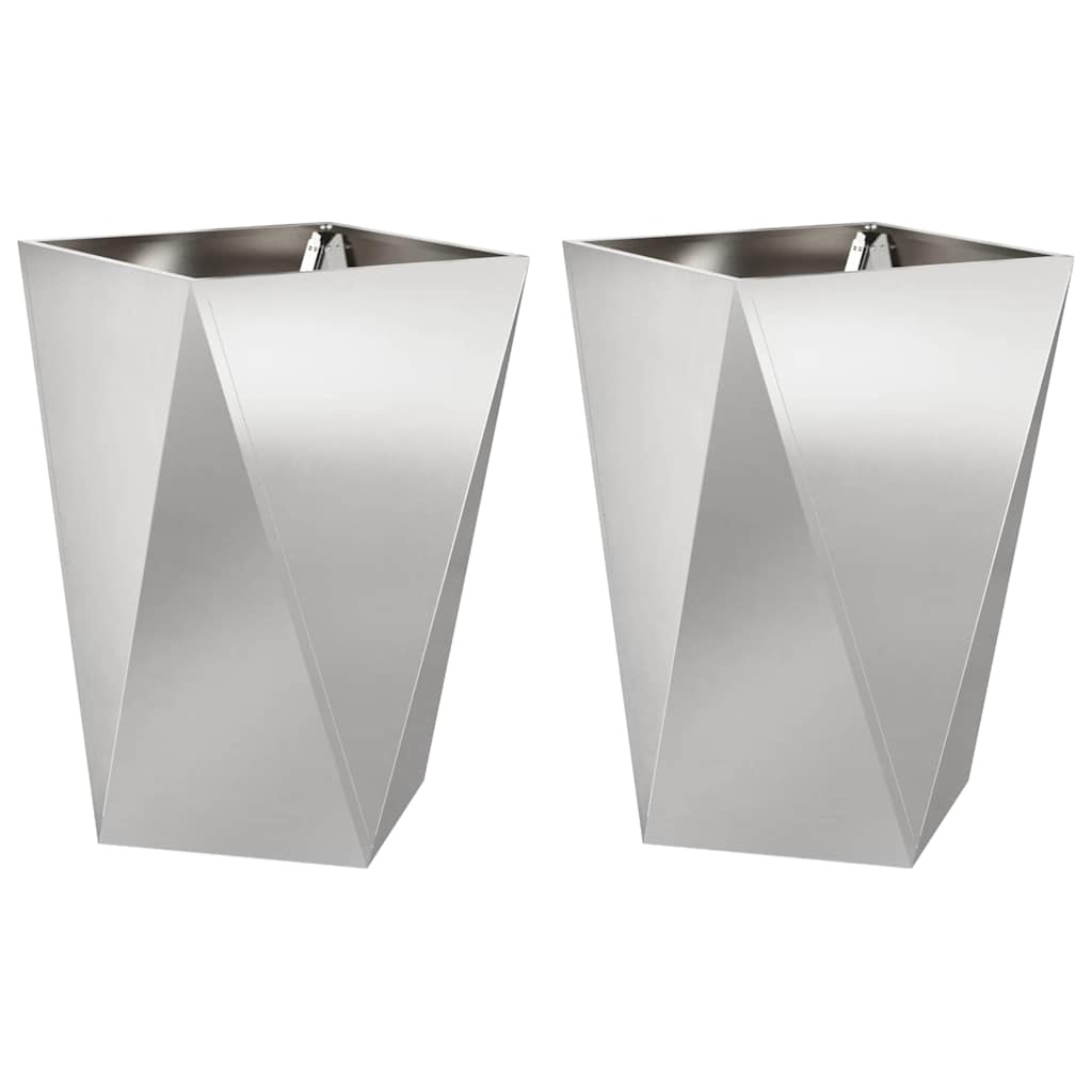 VidaXL Plantenbak 2 pcs Zilver 50 x 50 x 75 cm Roestvrij staal