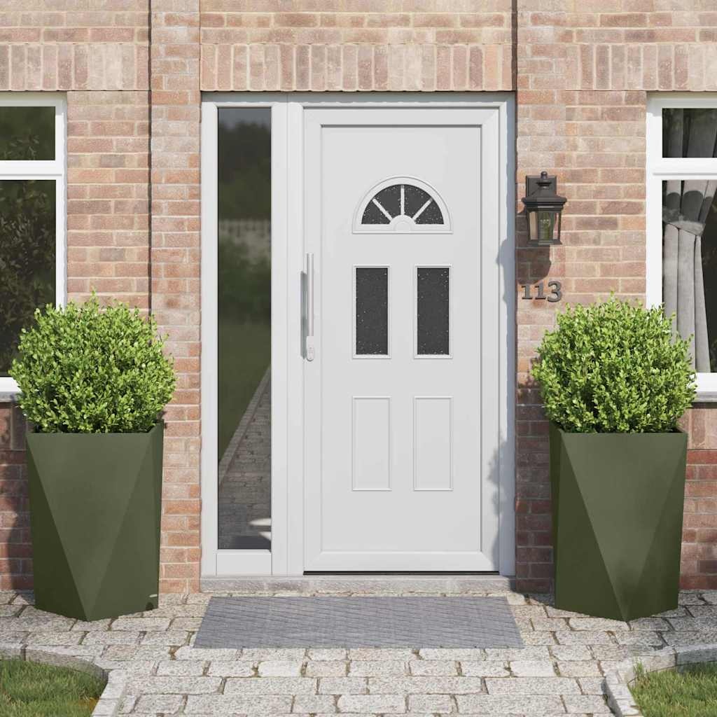 VidaXL Plantenbak 2 pcs Olijf Groen 50 x 50 x 75 cm Staal