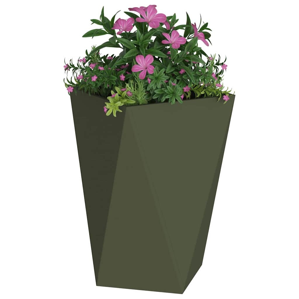 VidaXL Plantenbak 2 pcs Olijf Groen 50 x 50 x 75 cm Staal