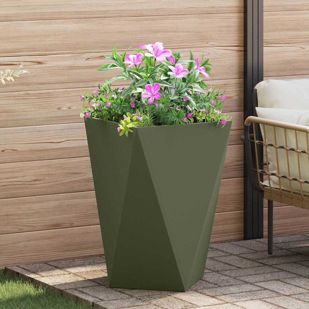 VidaXL Plantenbak 2 pcs Olijf Groen 50 x 50 x 75 cm Staal