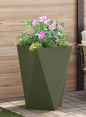 VidaXL Plantenbak Olijf Groen 50 x 50 x 75 cm Staal