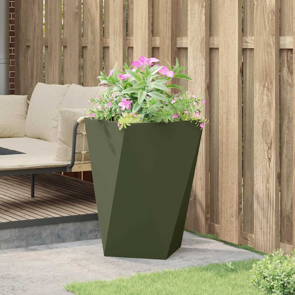 VidaXL Plantenbak Olijf Groen 50 x 50 x 75 cm Staal