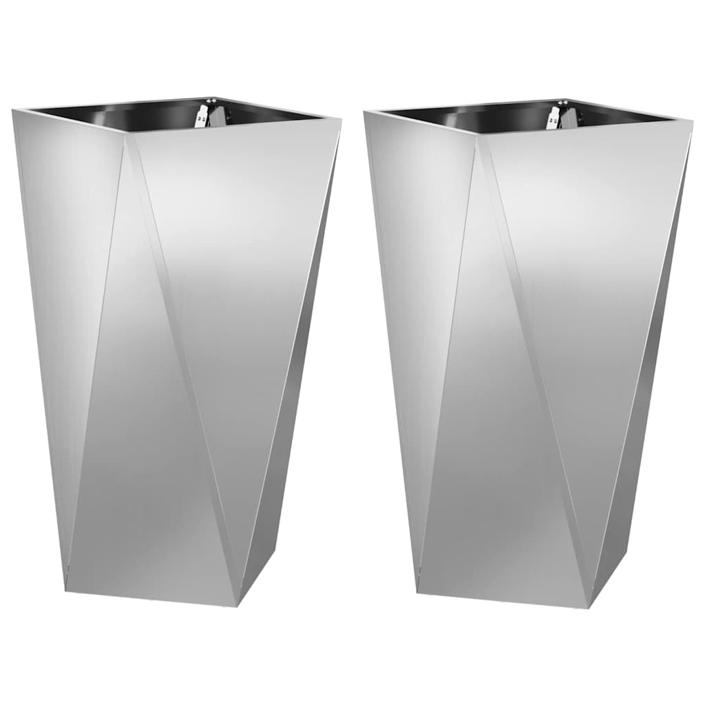 VidaXL Plantenbak 2 pcs Zilver 40 x 40 x 75 cm Gegalvaniseerd staal
