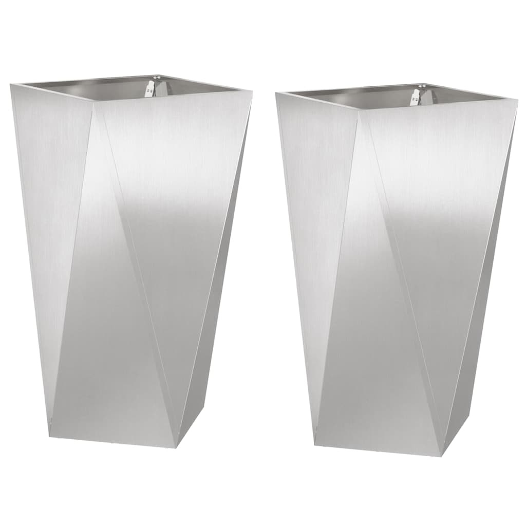 VidaXL Plantenbak 2 pcs Zilver 40 x 40 x 75 cm Roestvrij staal