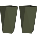 VidaXL Plantenbak 2 pcs Olijf Groen 40 x 40 x 75 cm Staal