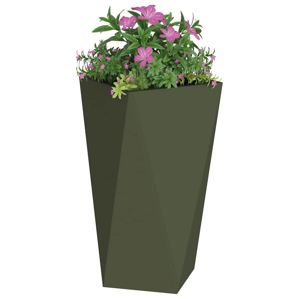 VidaXL Plantenbak 2 pcs Olijf Groen 40 x 40 x 75 cm Staal