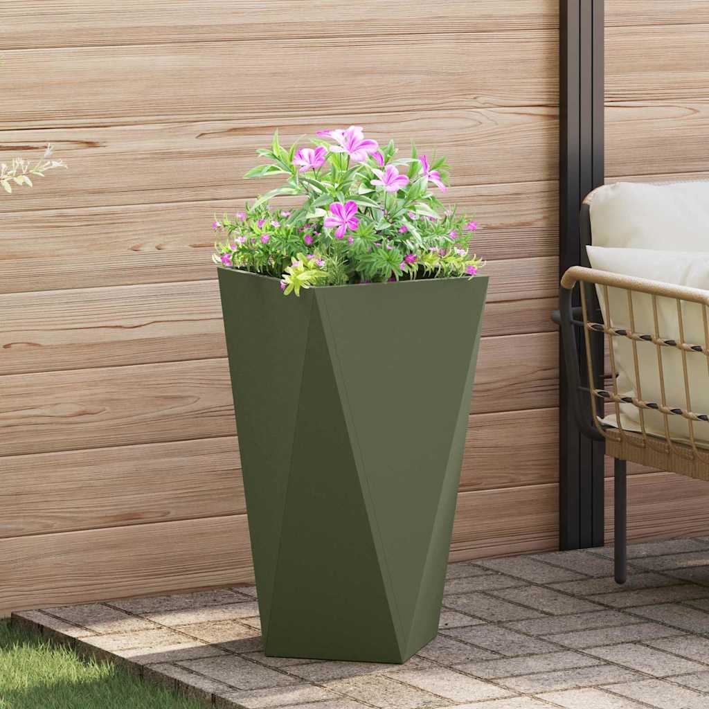 VidaXL Plantenbak 2 pcs Olijf Groen 40 x 40 x 75 cm Staal