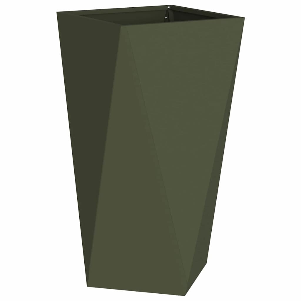 VidaXL Plantenbak 2 pcs Olijf Groen 40 x 40 x 75 cm Staal