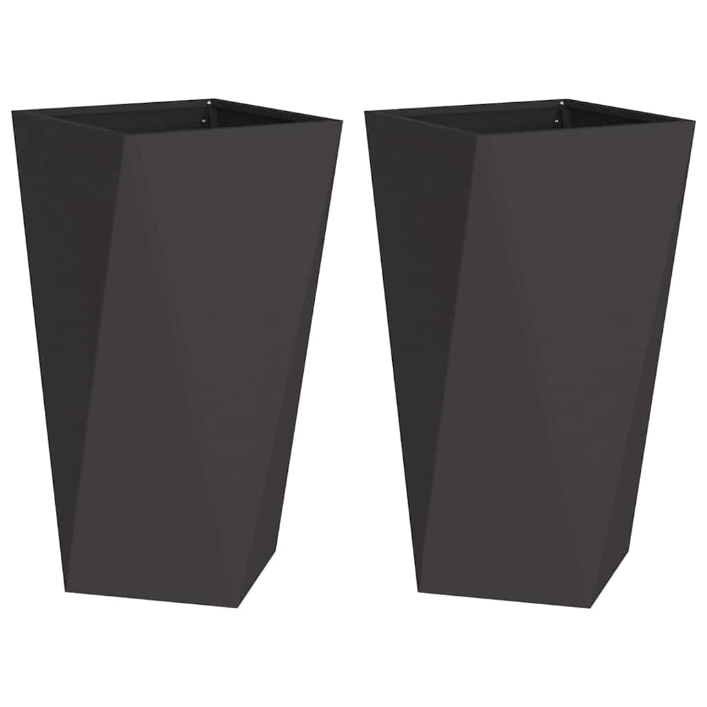 VidaXL Plantenbak 2 pcs Zwart 40 x 40 x 75 cm Staal