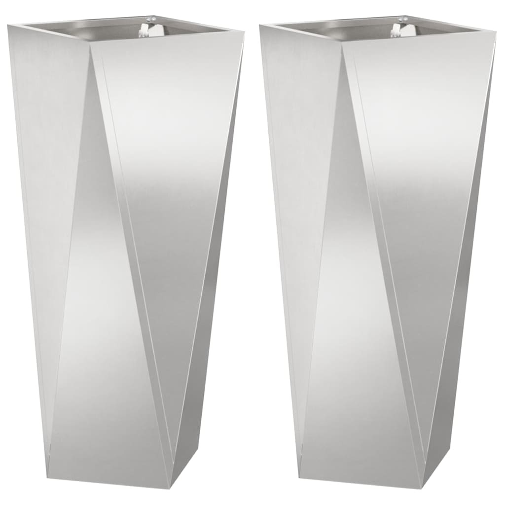 VidaXL Plantenbak 2 pcs Zilver 30 x 30 x 75 cm Roestvrij staal